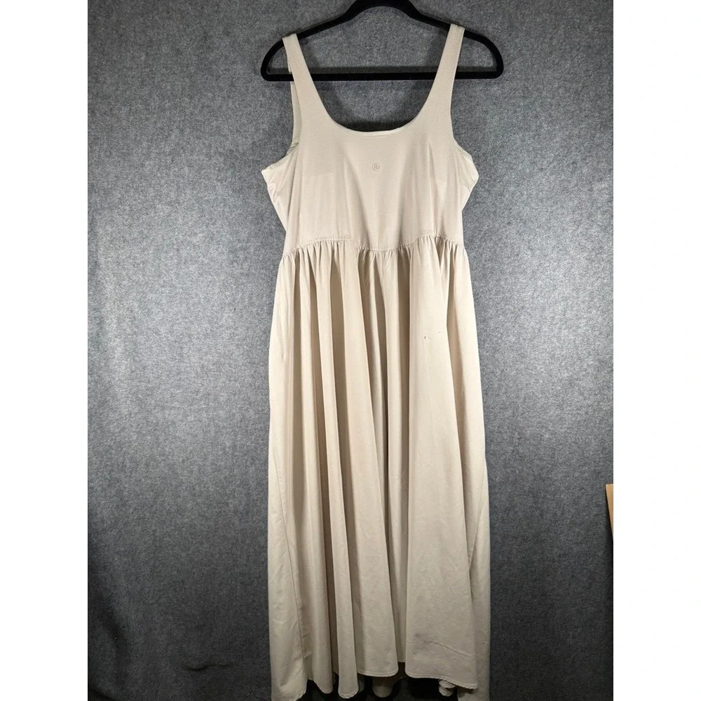 Zella Womens Sleeveless Scoop Neck Maxi Dress Beige Pockets Size L 29953 - Picture 7 of 9